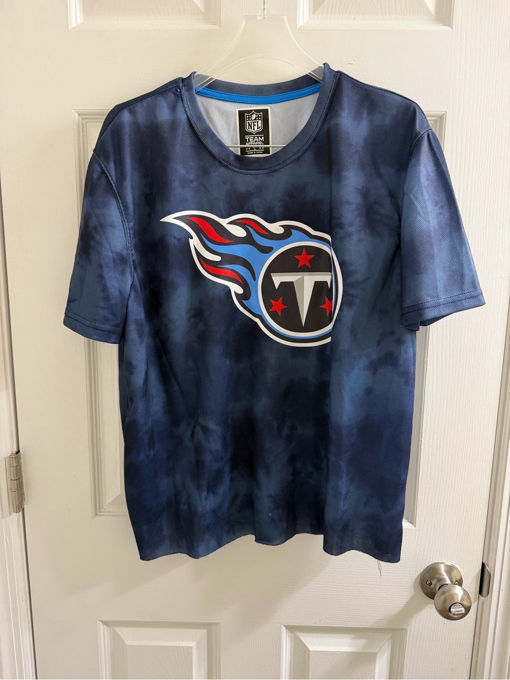 NFL Tennessee Titans Navy Tie-Dye Jersey Tee with Team Logo Large L